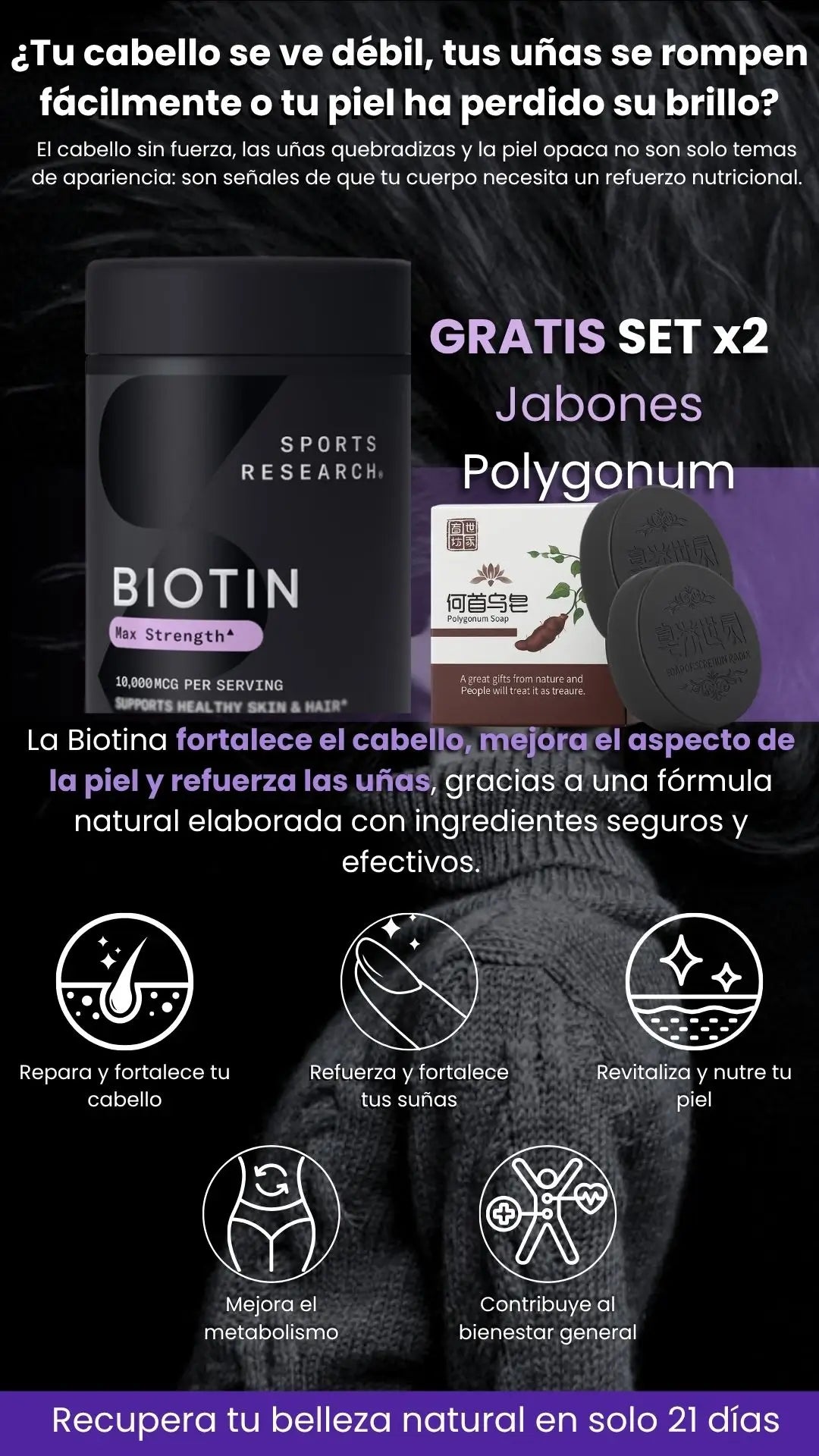 RECONOCIDO COMO EL #1 POR BRINDAR RESULTADOS VISIBLES Y DURADEROS đ„ LLEVA GRATIS 2 JABONES POLYGONUM đ„